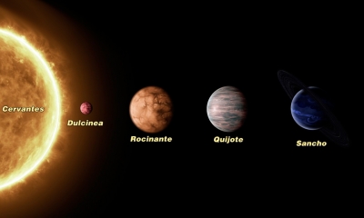 Recreaci&oacute;n art&iacute;stica del sistema planetario / Sociedad Espa&ntilde;ola de Astronom&iacute;a